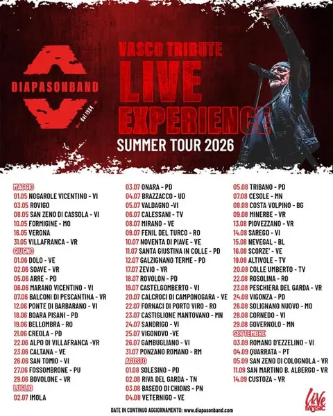 Locandina Diapason band tour 2026