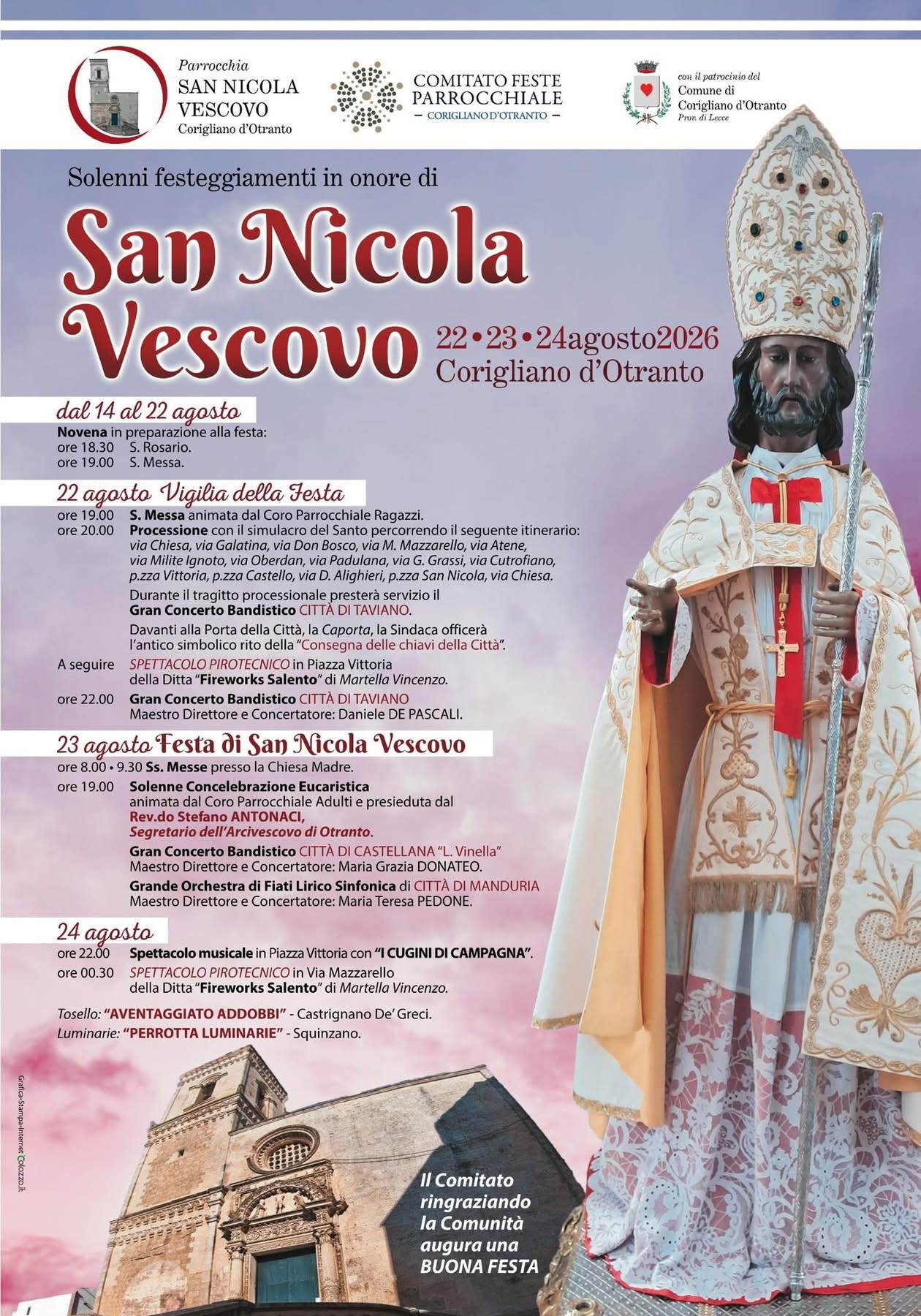 Solenni festeggiamenti in onore di San Nicola Vescovo