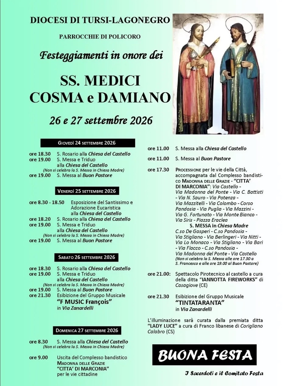 Festeggiamenti in onore dei SS. Medici Cosma e Damiano