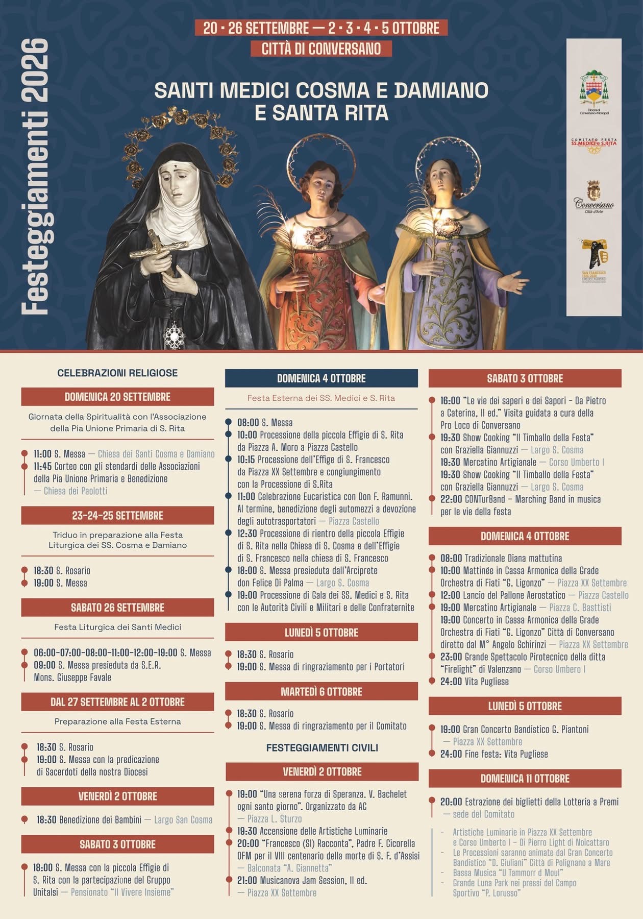 Festeggiamenti Santi Medici Cosma e Damiano e Santa Rita