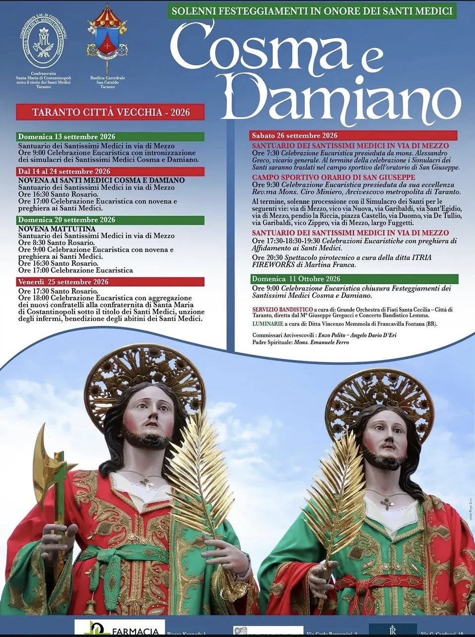 Solenni Festeggiamenti in Onore dei Santi Medici Cosma e Damiano