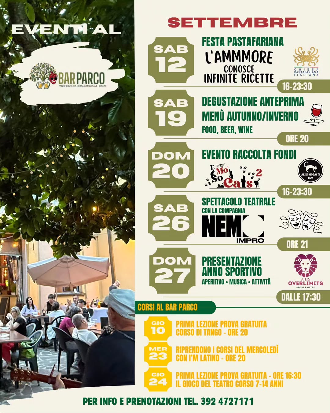 Eventi di settembre al Bar Parco