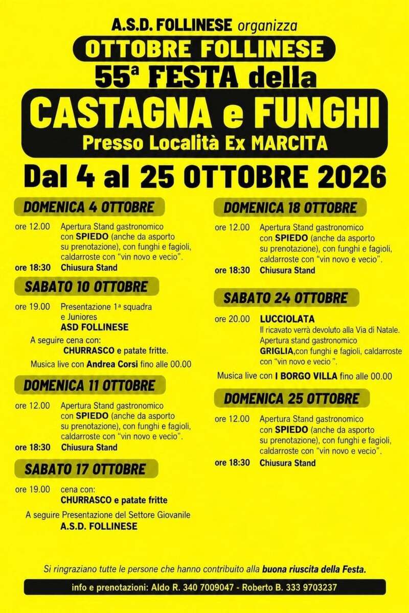 Ottobre Follinese - Festa della castagna e funghi