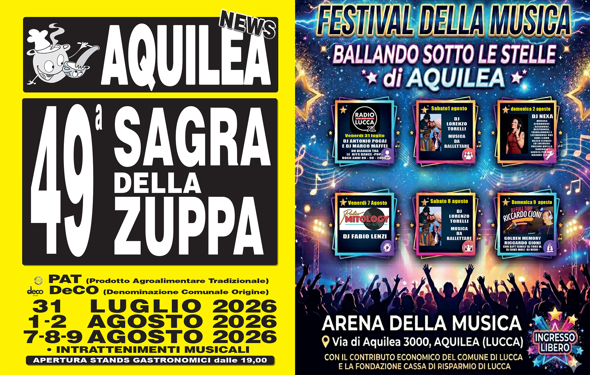 Sagra della Zuppa e Festival della musica Ballando sotto le stelle di Aquilea